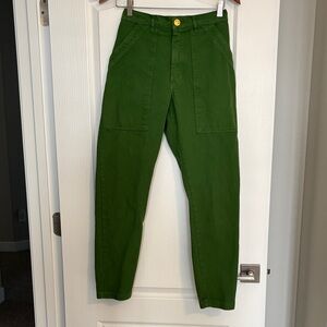 Big Bud Press Size XS Pencil Pants Green Tapered Leg Elastic Waist 100% Cotton